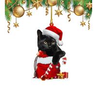 Ornamenti per Albero Di Natale - Ciondolo 2D in Acrilico A Forma Di Gatto E Cane | Decorazioni Natalizie Artigianali per CASA, Ufficio, Feste E Appendere Albero, Accessorio Festivo Resistente