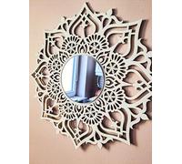 OrnamentiPL Miroir mural en bois, mandala, bohème, décoration murale, décoration murale, décoration murale, décoration murale, décoration florale, miroir de soleil, sculpture murale, œuvre d'art,