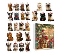 Ornamento Del Conto Alla Rovescia Di åle 2D Acrilico 26x18cm | Calendrier 'Avvento Da Portachiavi con 24 Giorni, Tema Gatto, Decorazione Albero Natale | Uffici Scrivania Bambini