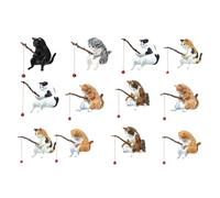 Ornamento per la del Gatto - Statua decorativa in resina di gattio Con Canna da | Mini decorazioni da scrivania o casa, figurina Gatto creativo per Amanti dei Gatti, Regalo simpatico
