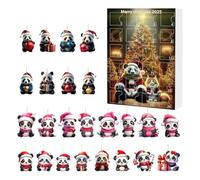 Ornaments Countdown Calendar Christmas, 24-Day Countdown Calendar 2025, Holiday Ornaments 2D Acrylic Panda Pendant, Animal Charm Pendant For Window Car Rearview Mirror Wall Door Christmas Tree Decor