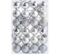 Ornaments de Boule de Noël de 24 pièces,Ensembles de Boules accrochées de Noël à l'épreuve de 3cm pour la décoration de l'arbre de Noël (argenté)