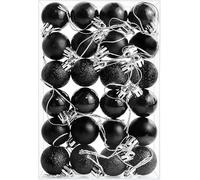 Ornaments de Boule de Noël de 24 pièces,Ensembles de Boules accrochées de Noël à l'épreuve de 3cm pour la décoration de l'arbre de Noël (Noir)