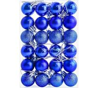 Ornaments de Boule de Noël de 24 pièces,Ensembles de Boules accrochées de Noël à l'épreuve de 3cm pour la décoration de l'arbre de Noël (Bleu)