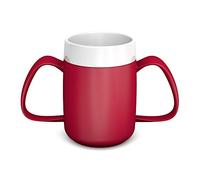 Ornamin Gobelet à Deux Anses avec Intérieur Conique 140 ml Rouge (Modèle 815) / aide à boire, gobelet ergonomique, gobelet réutilisable
