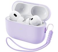 ORNARTO Compatible avec AirPods Pro 2 de 2022, coque de protection complète en silicone hybride pour AirPods Pro 2e génération, coque avant visible, lilas pastel