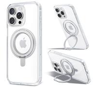 ORNARTO Coque magnétique pour iPhone 15 Pro Max [Support Boucle 360°] [Compatible avec Magsafe] Coque Militaire Anti-Chute Non jaunissante-Transparente