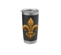 Ornate Fleur de Lis Vintage Emblème héraldique Illustration Gobelet isotherme en acier inoxydable double paroi