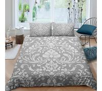 Ornate floral Linge de Lit Microfibre résistante 3 Pièces 3D Imprimée Facile d'entretien Classique baroque Parure de Lit avec Taie d'oreiller Ultra Douce for Chambre de garçons King（220x240cm）