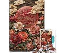 Ornate Peony and Phoenix Relief Art Puzzle en Bois 1000 pièces pour Adultes | Un loisir d'intérieur concentré: une progression régulière sur plusieurs sessions.
