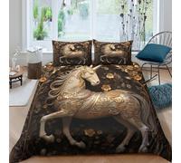 Ornate Unicorn Parure de Lit Microfibre résistante 3 pièces 3D Imprimée Léger Fantaisie Decorative Art Ensemble De Literie avec Taie d'oreiller Entretien Facile for Garçons Filles King（220x240cm）