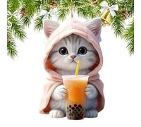 Ornation Cauto Gature Décoration de Noël en acrylique avec chaton mignon simulation d'animaux | Bonne décoration suspendue pour arbre de Noël, accessoire d'intérieur pour femme, idée cadeau F