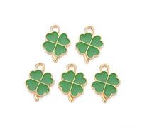 Ornazy Lot de 100 pendentifs imitation feuilles porte-bonheur pour la Saint-Patrick en alliage émaillé pour la fabrication de bijoux, Métal non précieux