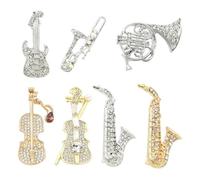 Ornazy Lot de 7 jolies broches en métal pour violon, saxophone et décoration de vêtements