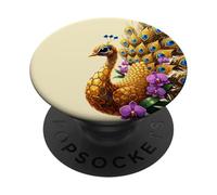 Orné Plumes de Paon Orchidée Oiseau Exotique Nature PopSockets PopGrip Adhésif