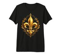 Ornée Baroque Fleur de lys héraldique emblème botanique Art Art T-Shirt Haut de Gamme