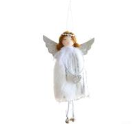 Ornement à suspendre avec clochette d'ange en peluche pour Noël pour sapin de Noël décoration de vacances et style saisonnier (blanc)