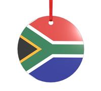 Ornement à suspendre avec drapeau de l'Afrique du Sud, pendentif rond festif en acrylique, décoration pour les vacances de Noël 2025