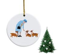 Ornement À Suspendre De La Reine Elizabeth II Et du Corgis, Panneau Commémoratif du Jubilé De La Reine en Acrylique, Pendentif Rond De La Reine d'Angleterre pour Arbre De Noël, Décoration Légère