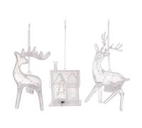 Ornement à suspendre en forme de renne - Ornements de Noël en forme de renne | Lot de 3 ornements de table en acrylique - Décoration lumineuse pour la maison du sapin de Noël, souvenir d'arbre de cerf