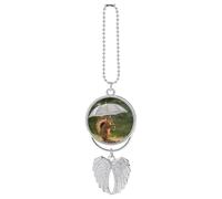 Ornement à suspendre en forme d'écureuil tenant un parapluie, breloques de voiture pour rétroviseur pour homme et femme, pendentif ailes d'ange bohème fait à la main, accessoire à suspendre pour
