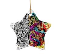 Ornement à suspendre pour sapin de Noël en céramique avec motif cerveau gauche et droit