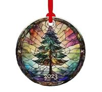 Ornement Acrylique - Signe Rond En Acrylique Arbre De Noël, Ornements De Noël Ronds 2d | Ornements D'arbres Faits À La Main Avec Corde Pour Le Mariage, Bridal - Trou Suspendu Fournit Des Fournitures P