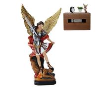 Ornement Archange Michael | Figurine de Statue colorée de l'archange Michel | Le Saint Archange Michael a vaincu Le Dragon, la Sculpture d'ange de Bataille pour l'église