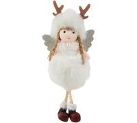 Ornement blanc mesurant 7 x 6 x 19 cm, il est en tissu festif pour la décoration de sapin de Noël. Caractéristiques : décoration de Noël avec un charmant motif ange en bois parfait pour les fêtes