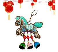 Ornement brodé Année du cheval 2026, pendentif porte-bonheur avec clochettes et glands, décoration de festival du printemps, breloque miroir de voiture pour la famille, la maison, les vacances