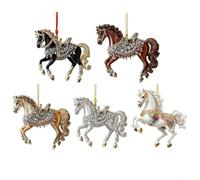 Ornement cheval en acrylique, pendentif plat de 8 cm avec accents rhinestes, Dr festif étincelant pour sapin de Noël ou à suspendre, léger et poli à la main, pour collectionneurs de vacances et