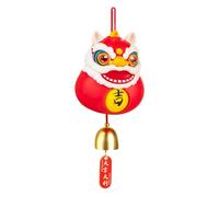 Ornement chinois de danse du lion, décoration de danse du lion | Ornements de lion de style chinois pour arbre de Noël avec cloche | Mots de bénédiction modifiables Ornement tradizion