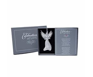 Ornement commémoratif Ange avec poème de célébration de la Vie - Cadeau de condoléances pour la Perte d'un être Cher/Ornement commémoratif en mémoire des êtres Chers perdus/Cadeau de deuil pour la