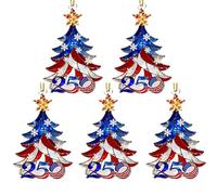 Ornement commémoratif avec étoile et flocon de neige, A | Ornement plat en acrylique, forme d ' arbre avec motifs d ' étoiles et de flocons de neige, boucle supérieure