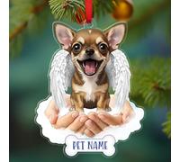 Ornement commémoratif en acrylique en forme de chihuahua, décoration personnalisée avec nom, décoration commémorative pour arbre de Noël, cadeau de condoléances pour la perte d'un chien