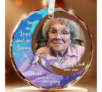 Ornement commémoratif personnalisé en verre en forme de colibri - en souvenir d'amour d'Anna Wick - Photo, nom, année de naissance et année de passage - Souvenir commémoratif « Those We Love Don't Go