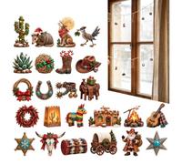 Ornement Compte À Rebours Noël Bricolages Compte À Rebours En Acrylique | 24 Pièces Ornements Thème Cowboy Pour Sapin Mur Porte Maison Breloque De Sac Salon Fête Salle De ow-boy de Noël