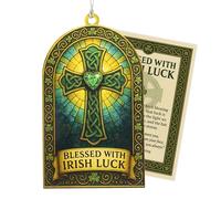 Ornement croix celtique bénie avec chance irlandaise - Décoration de la Saint-Patrick, ornement de foi chrétienne, bénédiction de la maison celtique - Décoration de Noël 2025, cadeau irlandais