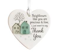 Ornement Cœur - 3,15 Pouces Décoration Voisins | Céramique Cadeau Merci - Suspension Intemporelle Polyvalente pour Pendaison Crémaillère Noël Adieux Accueil Maison Intérieur Extérieur