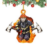 Ornement D’arbre De Pompier Suspendu - Décoration De Noël De Pompier, Pendentif De Pompier En Acrylique | Ornements Décoratifs Uniques De Pompier, Souvenir De Pompier Suspendu Sur Un Seul Côté Pour Ré