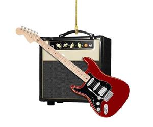 Ornement d’Arbre Noël Guitare | Ornements Guitare | Décorations Musicales d'arbre Noël Guitares électriques acryliques 2D | Pendentif Suspendu Rockin'Around The Guitars pour Guitariste et mélomanes