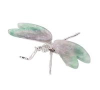 Ornement d’insecte en fluorite colorée, petite décoration de bureau faite à la main, figurine en pierre naturelle unique aux énergies apaisantes pour le bureau à domicile, l’espace (Libellule 12x8cm)