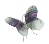 Ornement d’insecte en fluorite colorée, petite décoration de bureau faite à la main, figurine en pierre naturelle unique aux énergies apaisantes pour le bureau à domicile, l’espace (Papillon 8x6,5 cm)