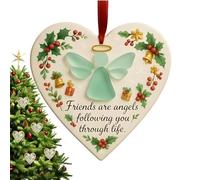 Ornement d'amitié de Noël - Pendentif symbolique en forme de cœur pour amis - Décoration d'hiver élégante - Accessoire émotionnel pour sœur et collègue - À suspendre à un arbre, un bureau, une fenêtre