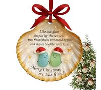 Ornement d'amitié - Meilleurs amis coquillage en verre de mer | Ornement d'amitié pour sapin de Noël - Décoration inspirée de la côte pour femmes fête à la maison vacances d'hiver décoration