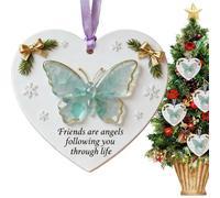 Ornement d'amitié - Pendentif papillon en forme de cœur en acrylique 2D, décoration plate à suspendre pour les meilleurs amis | Art souvenir élégant pour la maison, fête de vacances, Patio, pelouse, j