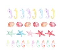 Ornement d'Aquarium Ambiance Noël 48Pcs en Résine Léger Facile à Nettoyer | Sirène, Étoile et Conque, pour Terrarium et Aquarium, Décor Maison, Style Coloré Réaliste
