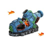 Ornement D'aquarium en Forme D'épave de Bateau,Décoration Aquarium,Abri Réaliste en Résine Représentant Une Grotte Sous-marine Naufragée,pour Crevettes,Bettas,Escargots et les Nano-poissons D'aquarium