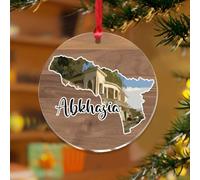 Ornement d'arbre de Noël Abkhazie Bâtiments européens Paysage urbain coloré Souvenir drôle Disque acrylique transparent Nation Art Impression monument Cadeau souvenir pour décoration d'arbre de Noël