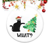 Ornement d'arbre de Noël avec chat noir - Décorations de Noël à suspendre en 2D, chat noir et ornement d'arbre de Noël | Décoration de Noël festive pour les amoureux des chats, ornement